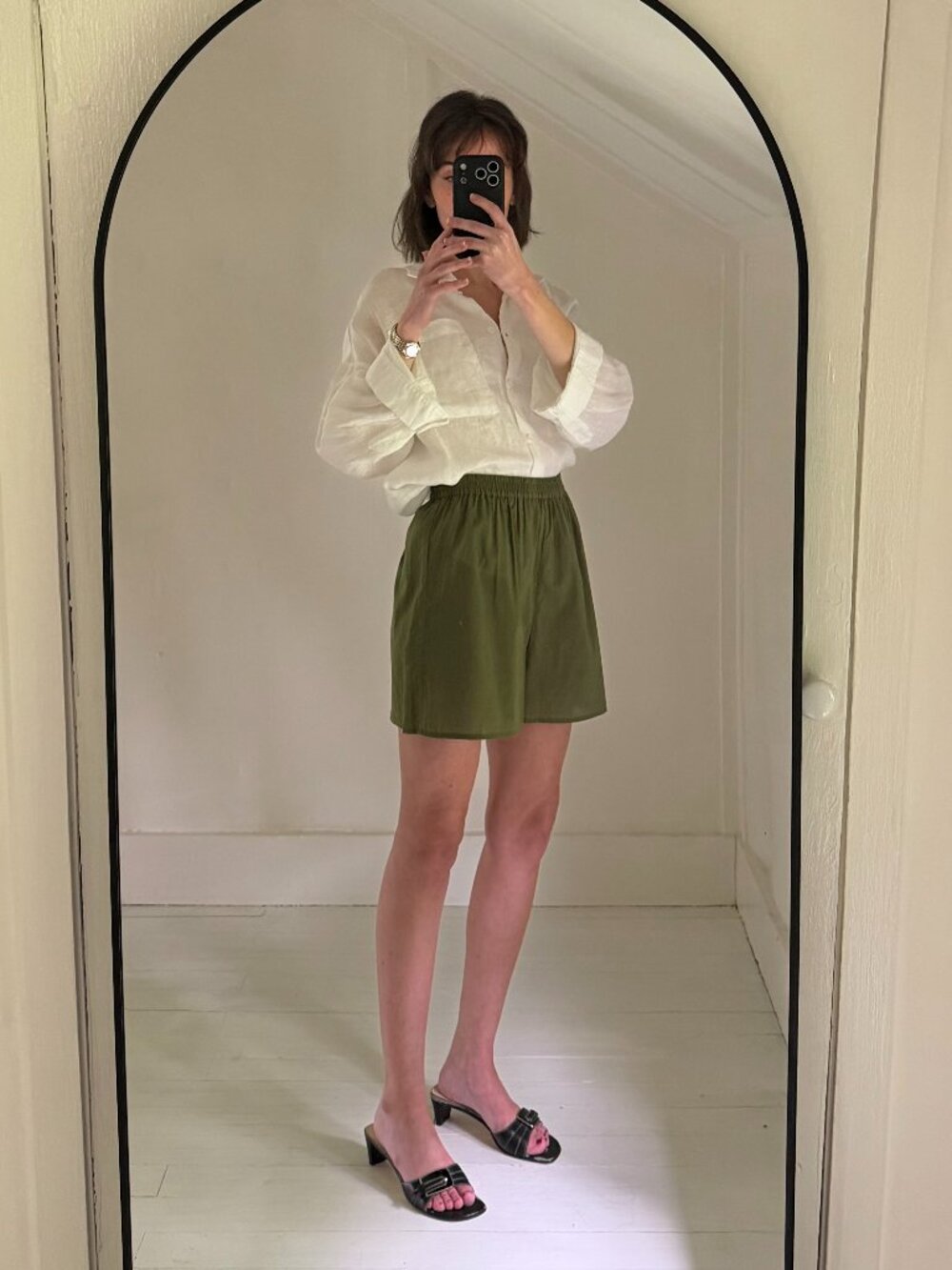 Essentiel Antwerp Cotton Voile Shorts Size 36 Green